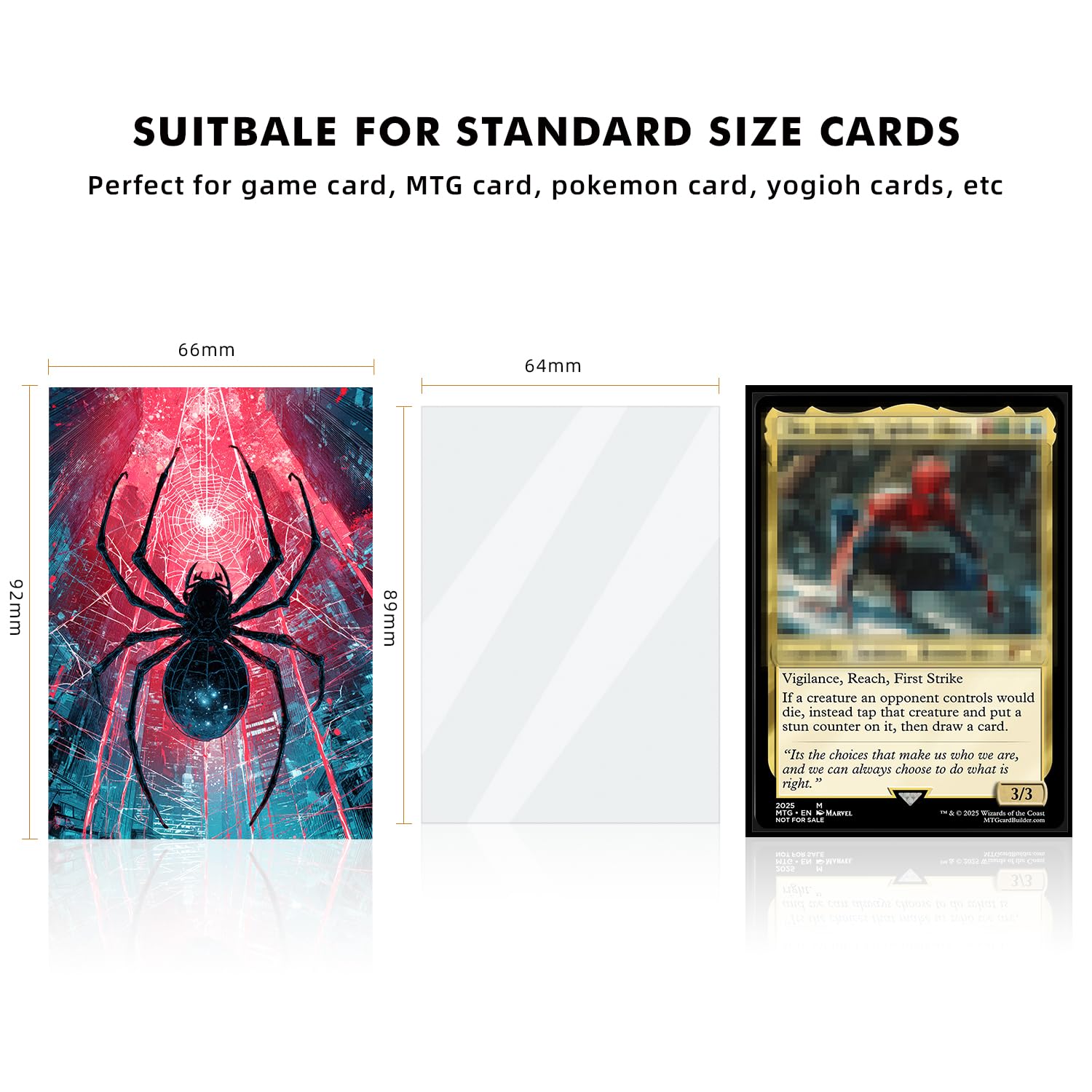 Katomula Spider sleeves 66x92mm fit standard cards securely