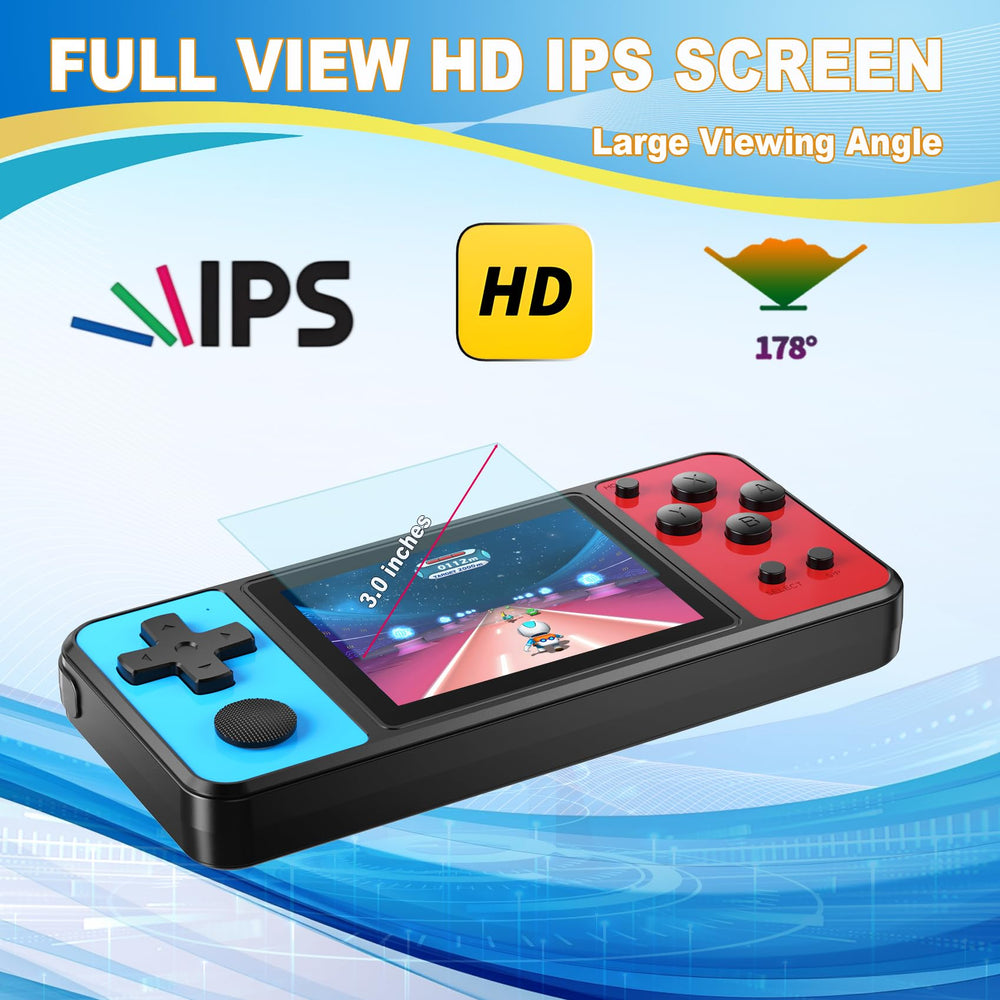 KAVOYI 3.0-inch IPS display delivers crisp, vibrant visuals on the handheld