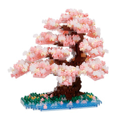 KAWADA Nanoblock Yoshino Cherry assembly showcasing tiny bricks for a precise display