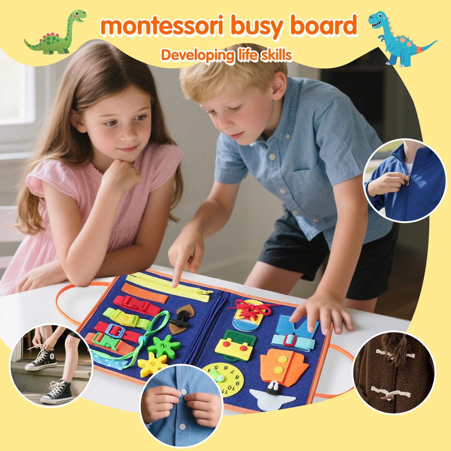 KAWITLO busy board alphabet page promoting letter recognition during playtime.