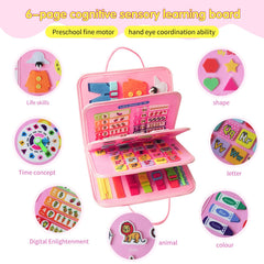 KAWITLO Unicorn Learning Board colors and shapes page builds color recognition.