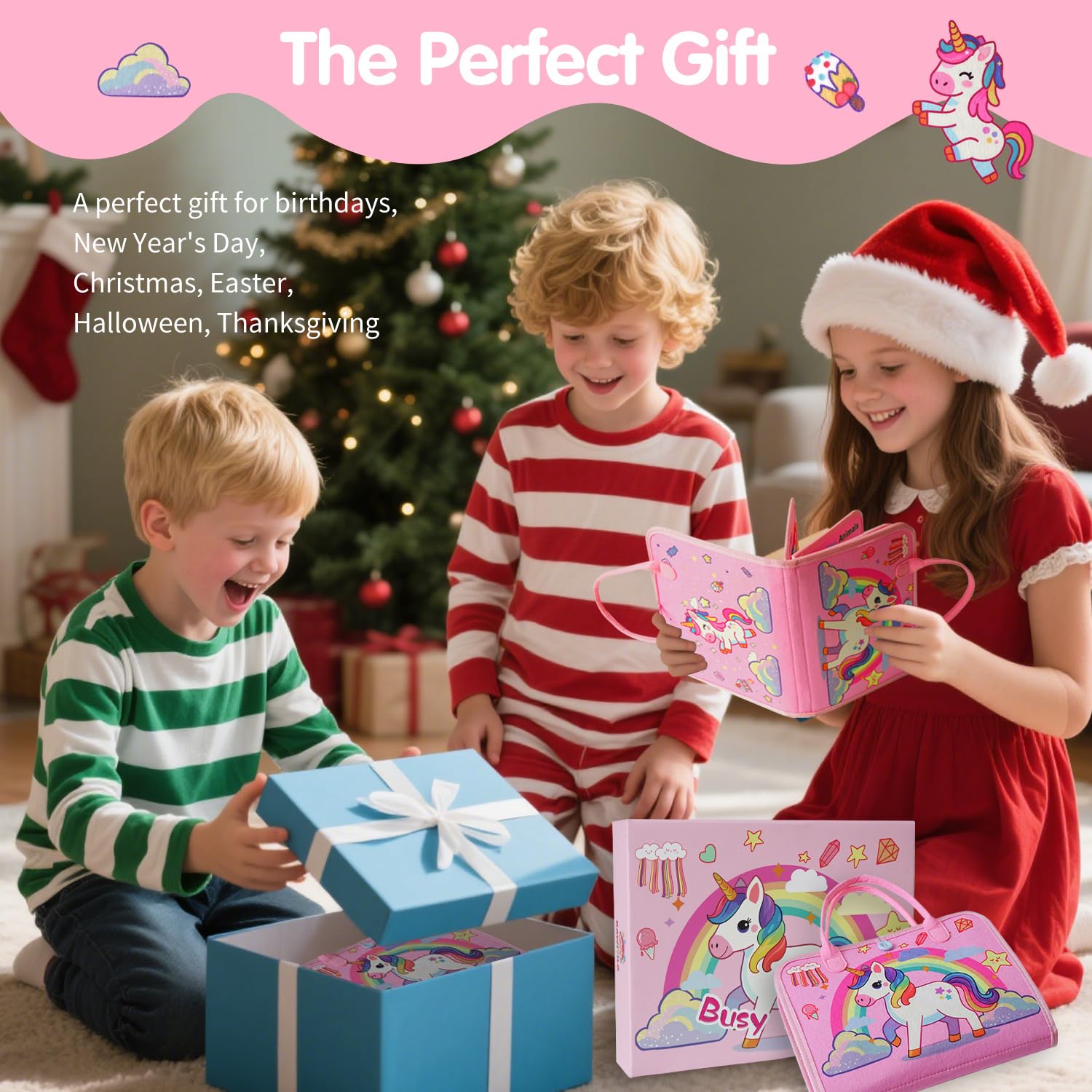 KAWITLO Unicorn Learning Board travel-ready design fits bags for learning on the go.