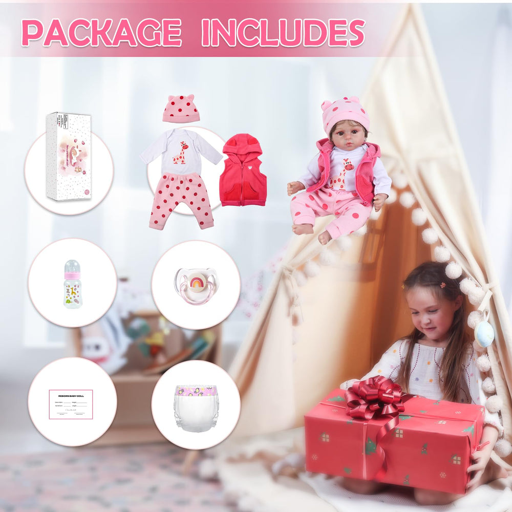 Kaydora Reborn 18-inch doll with magnetic pacifier for easy use