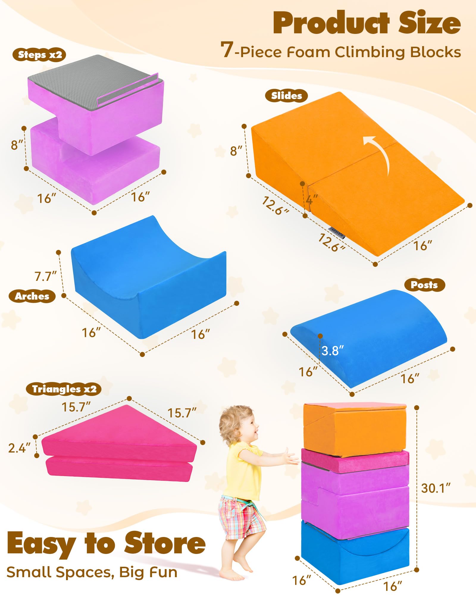 Kayfia blue foldable slide enhances safe climbing play