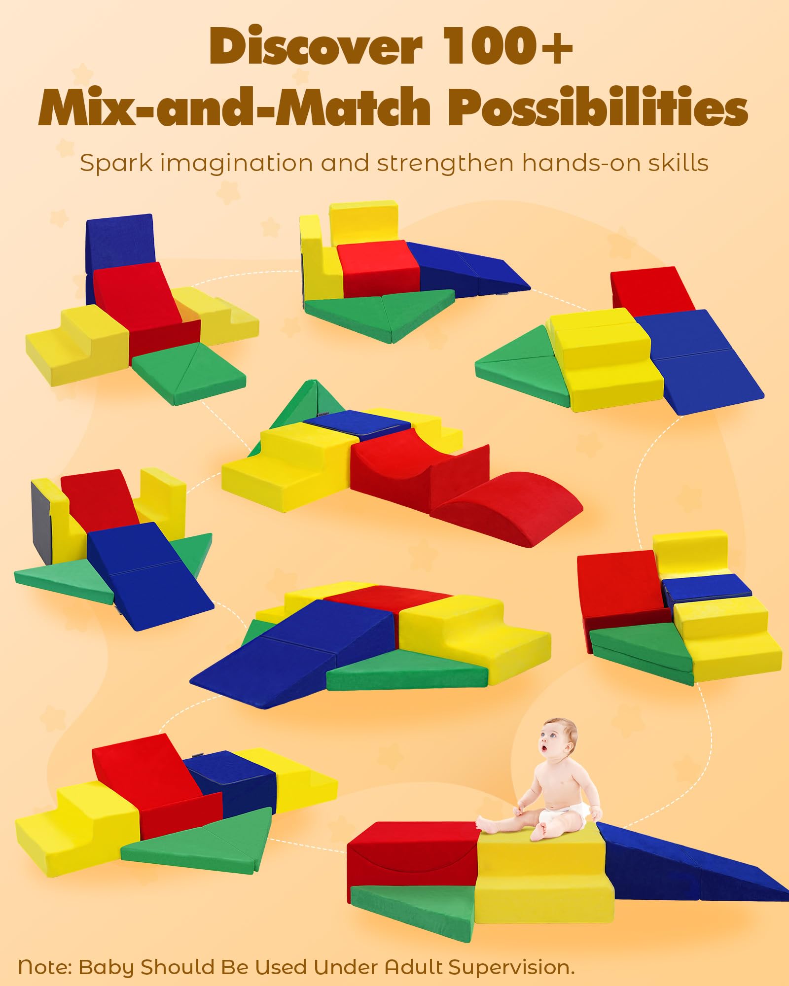 Kayfia Toddler Climbing Blocks green triangle – versatile shape drives imaginative play.