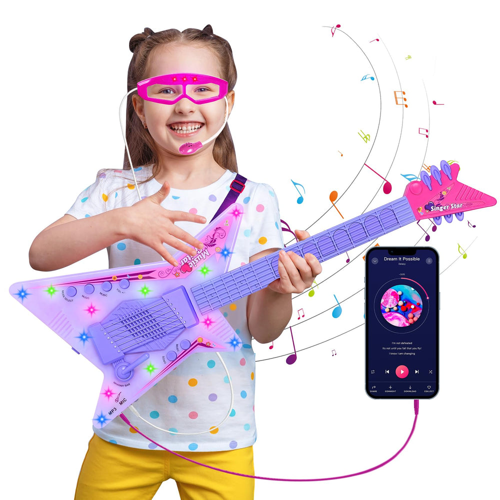 KAYOMIPE guitar and microphone play set for kids, ideal for creative music sessions.
