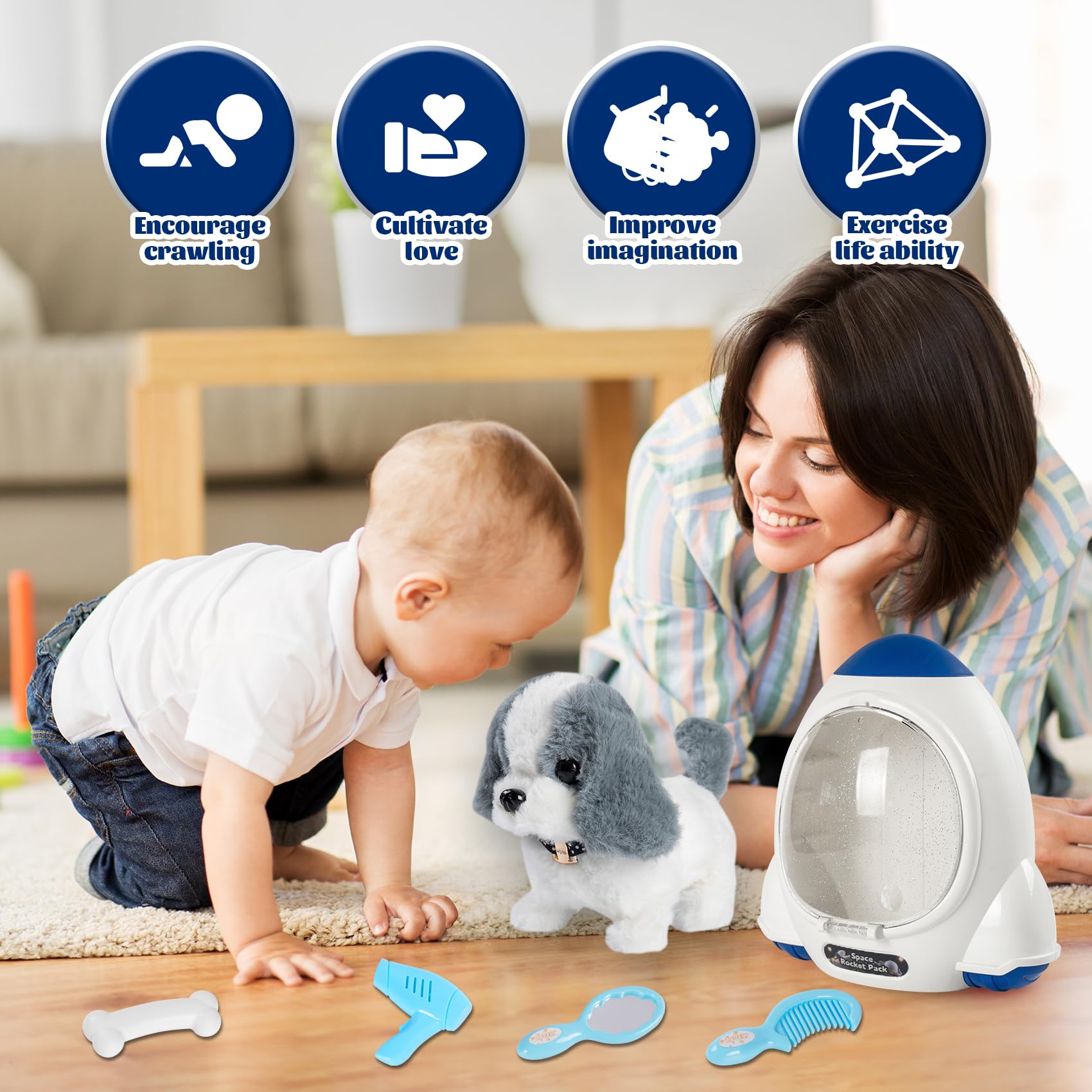KAYOMIPE robot dog accessories pack keeps pretend play organized