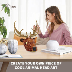 KAZI deer head wall art bricks closeup highlighting texture and color.
