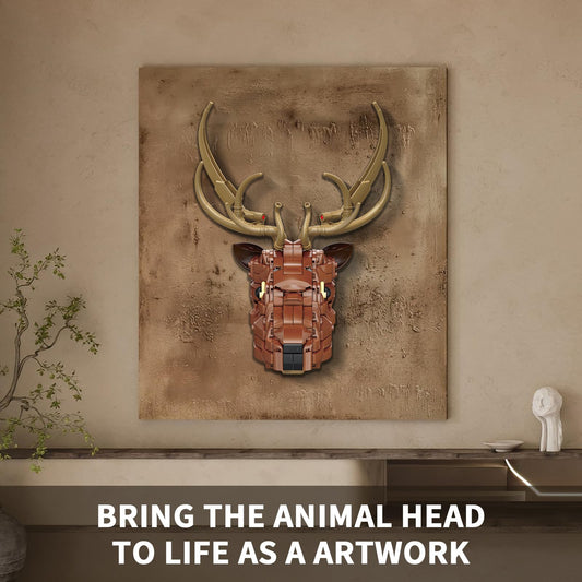 KAZI deer head wall art display mounted on a wall enhances home office decor.