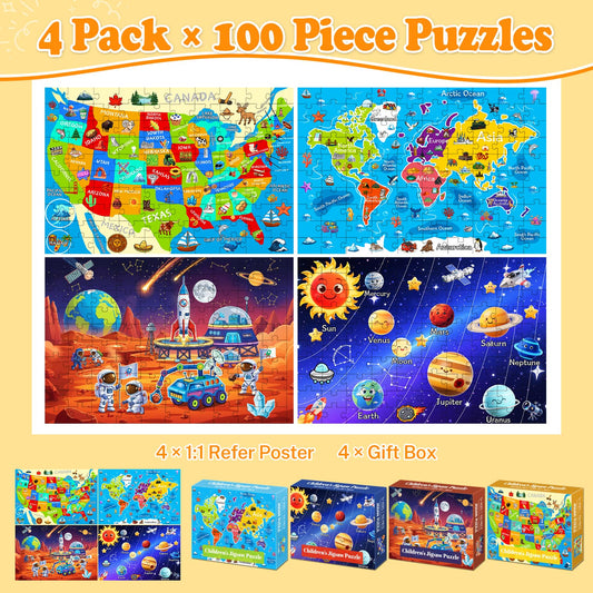 Kazmido color box for four puzzles highlighting bright, fade-resistant printing