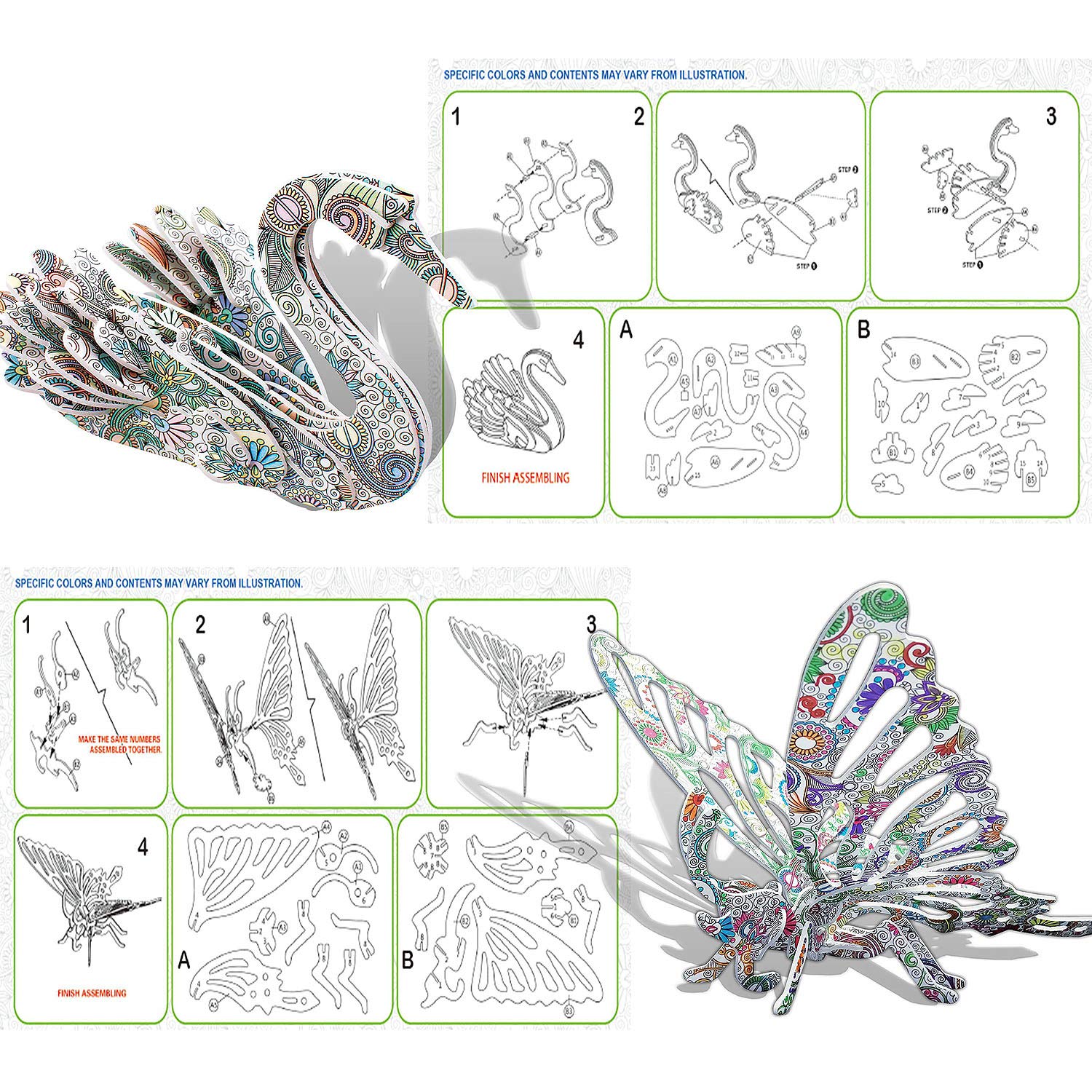KAZOKU 3D coloring puzzle goose for kids; enhances color recognition and pattern planning.