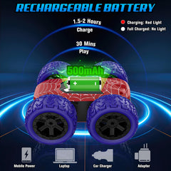Kazswitle LED-lit stunt car top view highlighting color modes