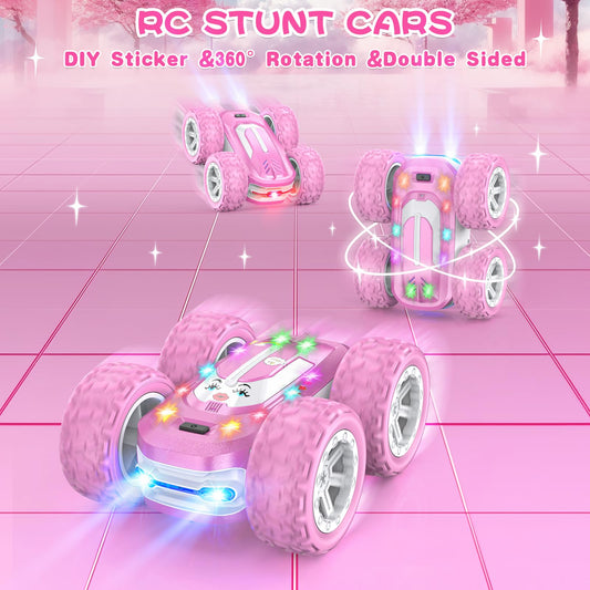 Kazswitle pink remote car top view showing color-changing LEDs for dynamic visuals
