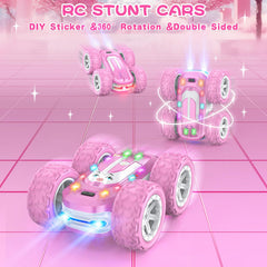 Kazswitle pink remote car top view showing color-changing LEDs for dynamic visuals