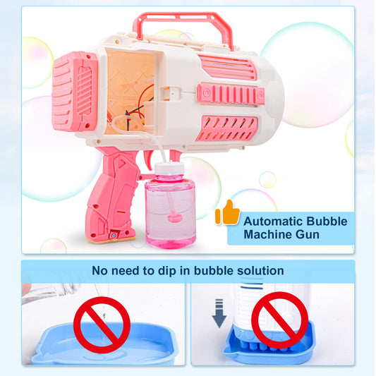 KB KAIBO bubble gun pink with light on for magical outdoor play.