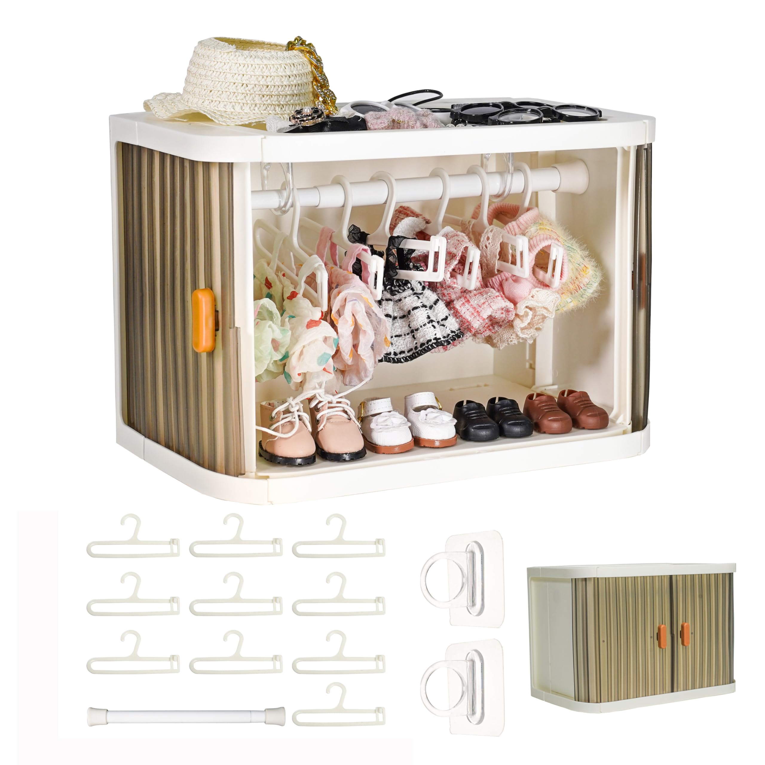 KBBYT foldable doll wardrobe, closed view shows compact storage for easy transport.