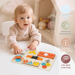 KDSFT Montessori Busy Board latches encourage problem solving