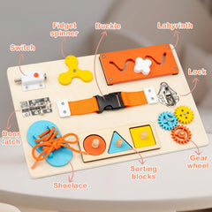 KDSFT Montessori Busy Board zippers improve grip and coordination