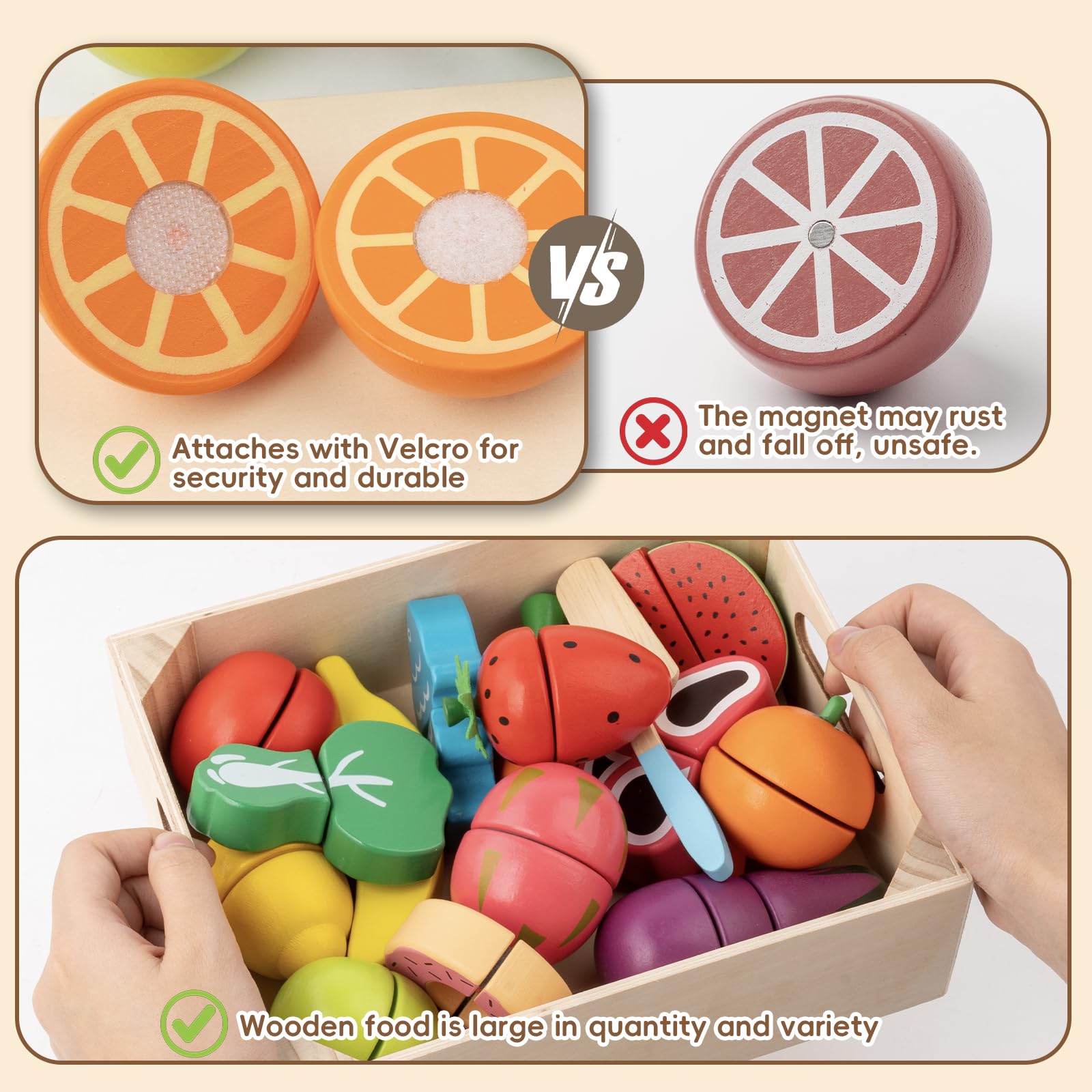 KDSFT peeler and wooden storage box keep toys organized for tidy play.