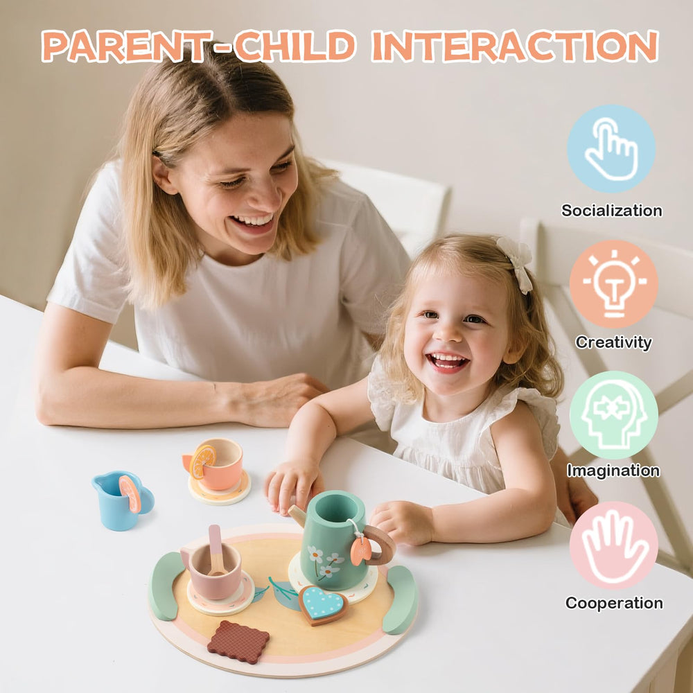 KDSFT Tea Party Set coasters add charm and protect surfaces during playtime.