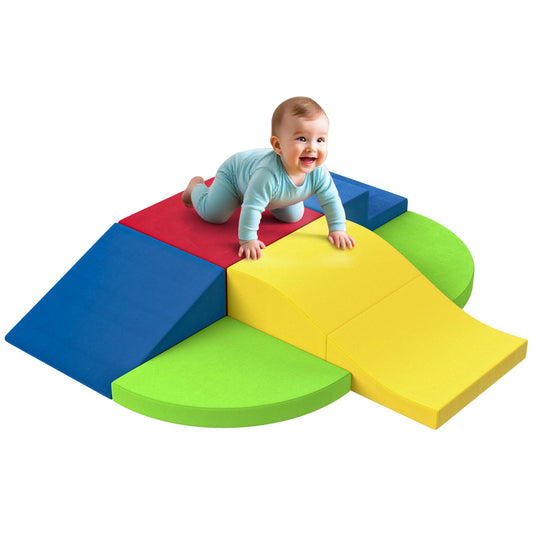 KEALIANA foam climbing blocks in bright colors show toddlers stacked for balance during indoor play.