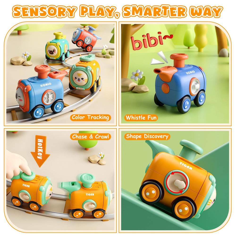 Keamaidy cartoon baby car set offers a safe durable four-pack gift option