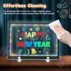 KEAMIMU LED Note Board comes with cleaning cloth and hanging kits.