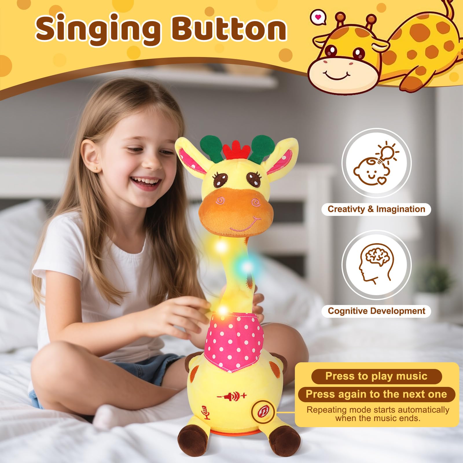 Keculf Dancing Giraffe Toy recording feature captures messages.