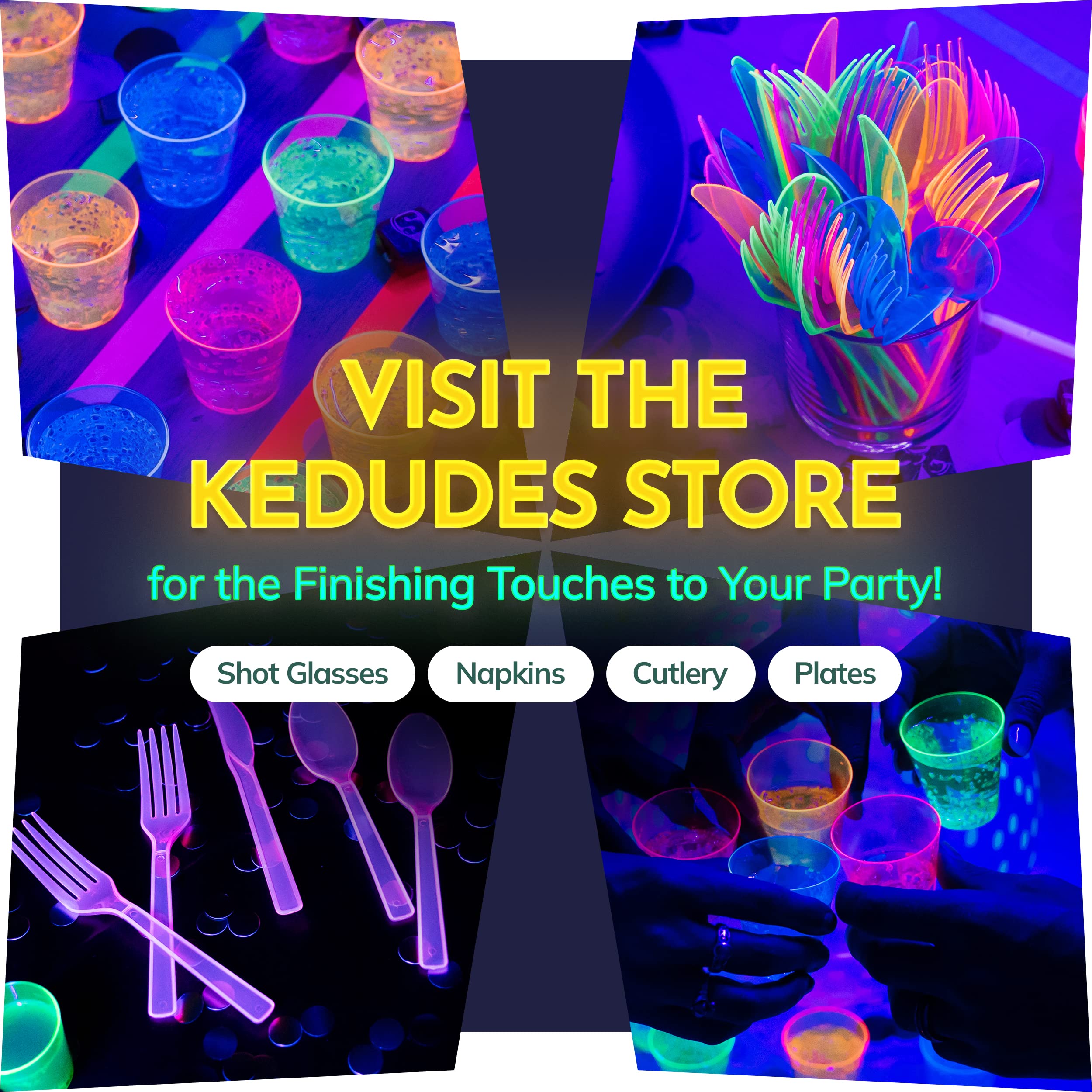 Kedudes neon color packaging display shows variety and quick selection