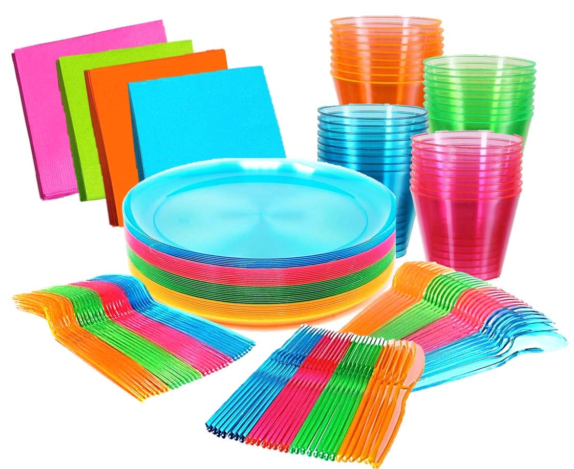 Kedudes neon plates nine-inch glow for vibrant party tables