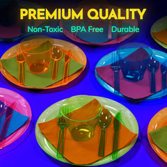 Kedudes neon utensils forks knives spoons safe disposable for events
