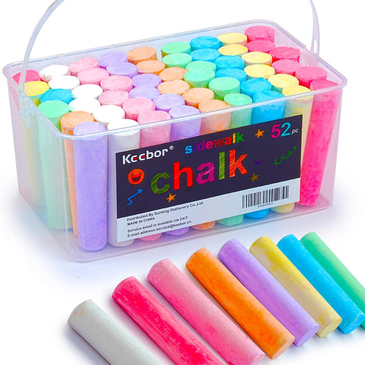 Keebor washable sidewalk chalk set of 54 pieces in eight colors for outdoor art
