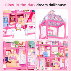 Keefun doll house with two figures and puppies for nurturing stories