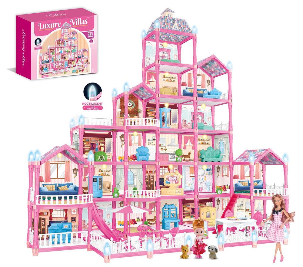 Keefun doll house pink dream house with vibrant color for imaginative play
