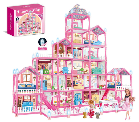Keefun doll house pink dream house with vibrant color for imaginative play