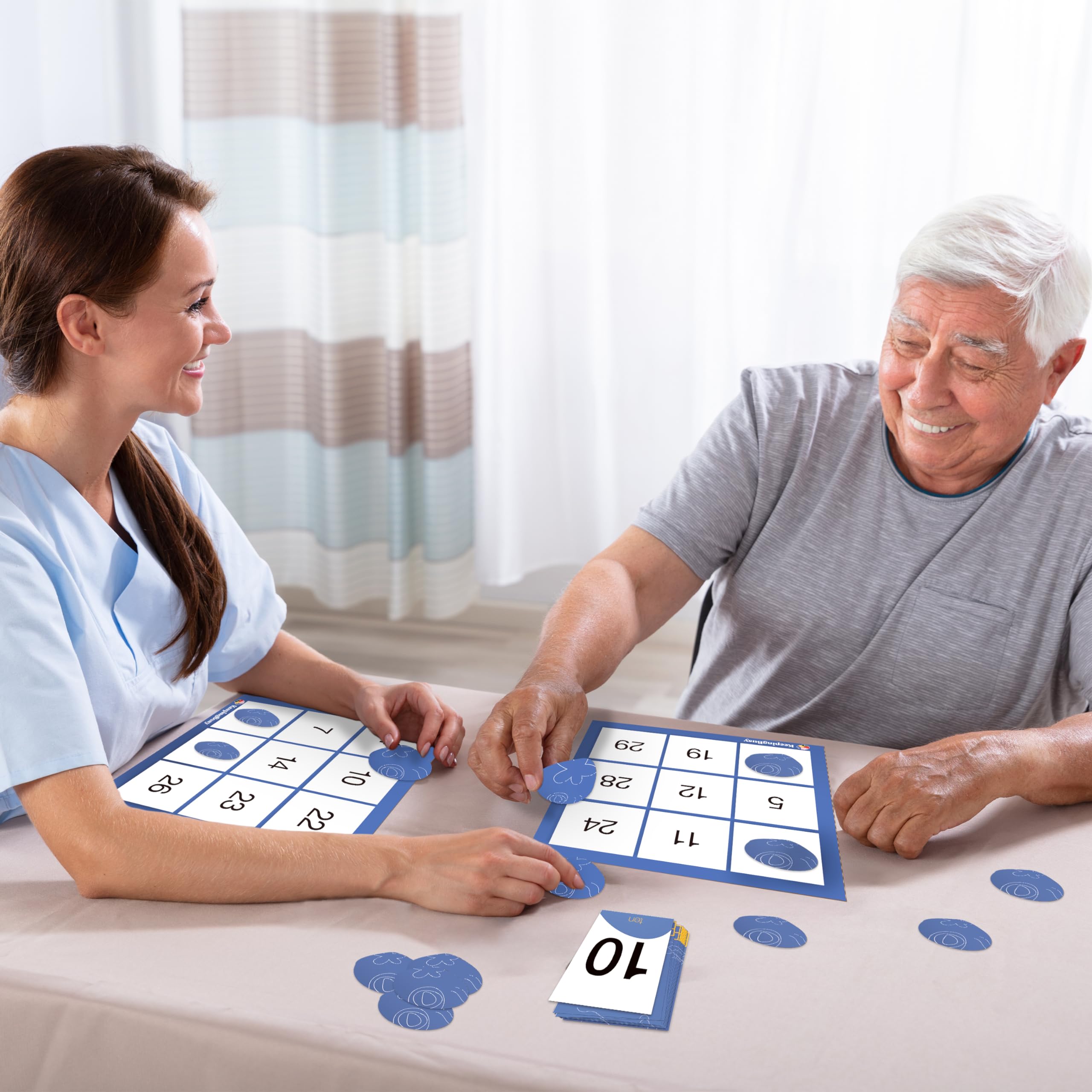 Keeping Busy travel-friendly bingo set fits in a bag for portable play.