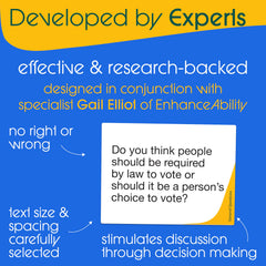Keeping Busy Lets Chat oversized text cards improve readability for vision challenges.