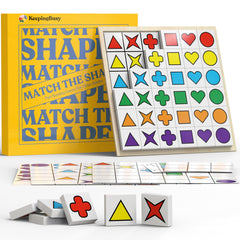 Keeping Busy Match The Shapes tiles set with 36 tactile colorful wood pieces for seniors.