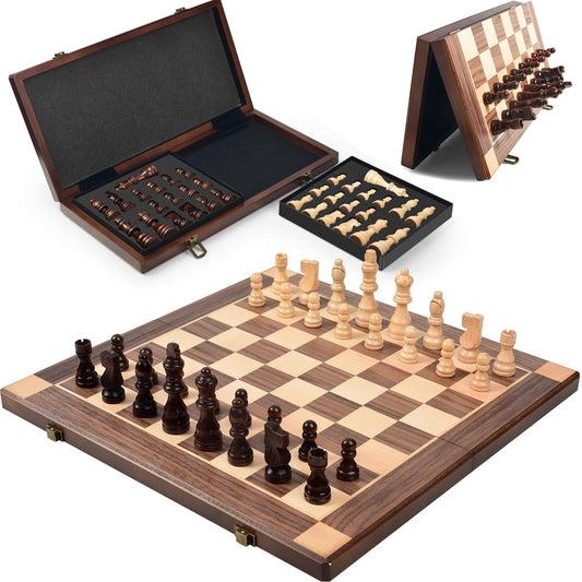 KEEPRAE 15-inch magnetic wooden chess board offers a premium surface for focused play.