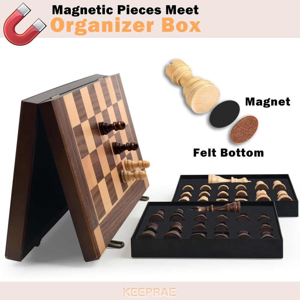 KEEPRAE folding travel chess board designed for easy transport and storage.