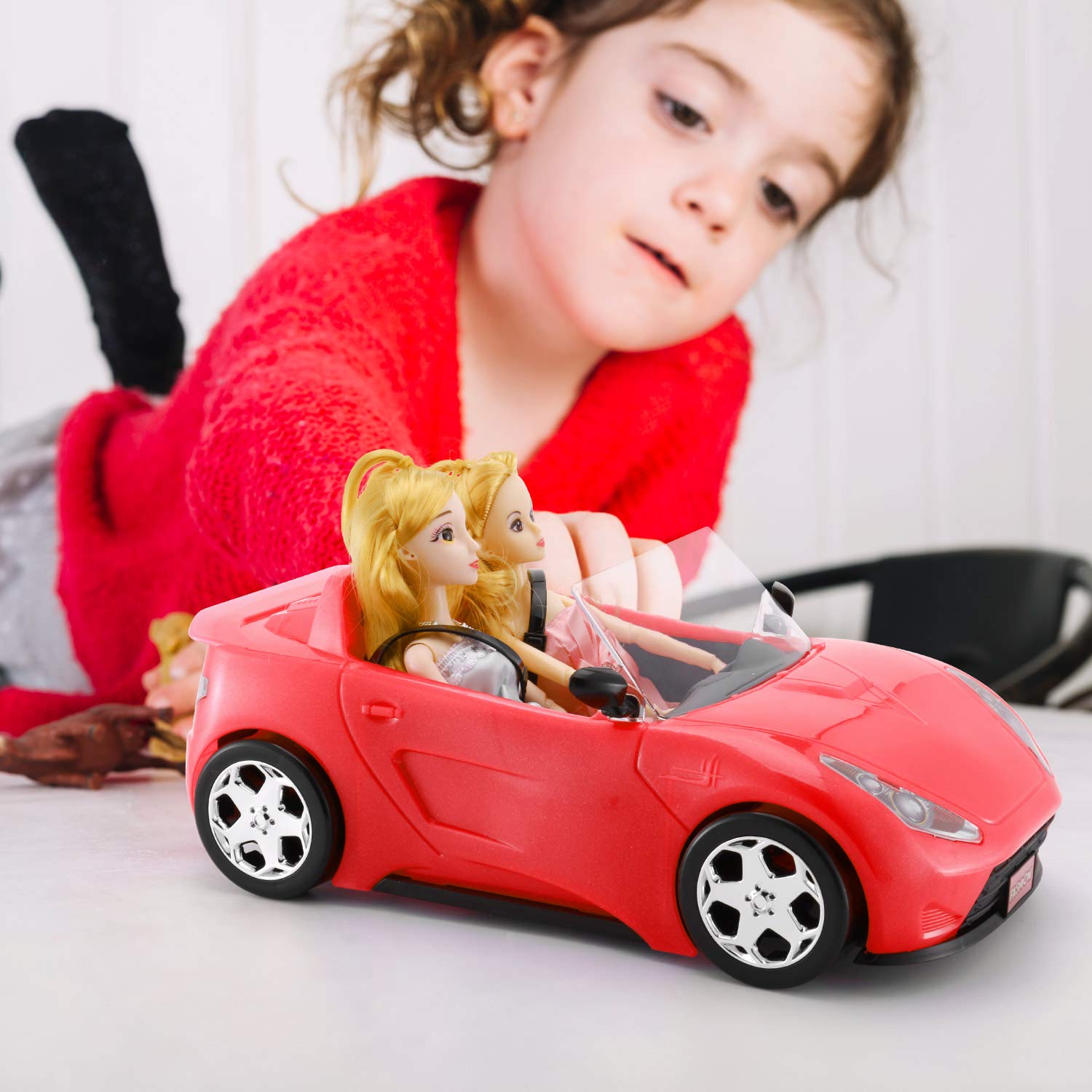 KeepRunning doll car features working seat belts for realism