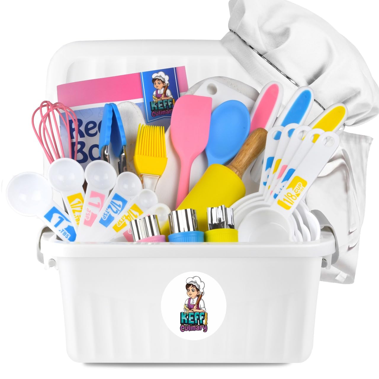 KEFF 30-piece kids kitchen set with apron and hat for imaginative play