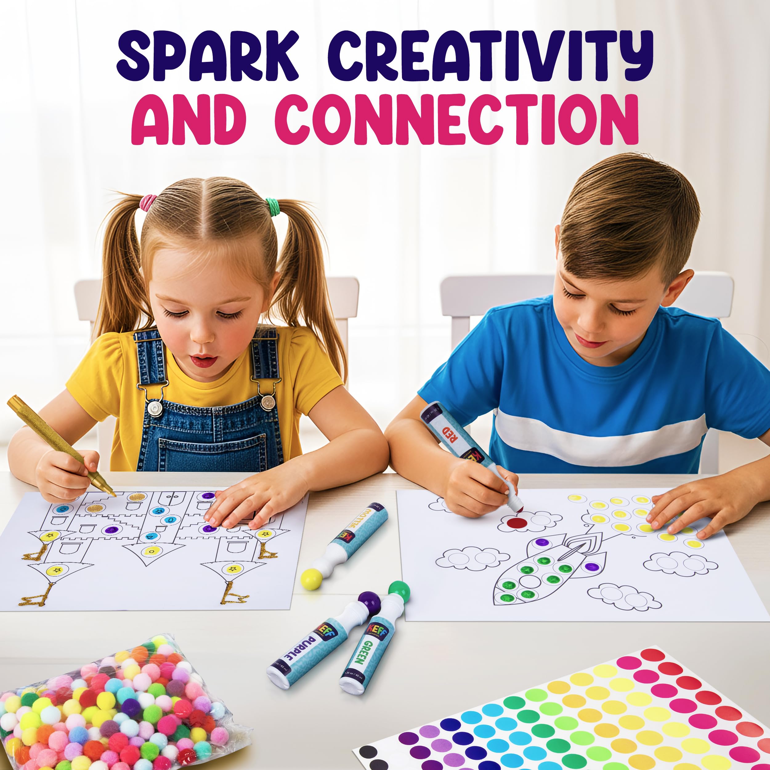 KEFF Dot Art Kids 10 design sheets for quick, colorful templates