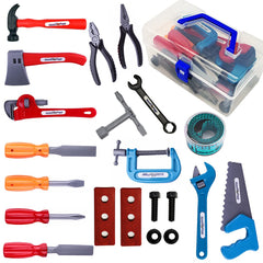 KEJIH 21pc tool set box open for organized pretend play.
