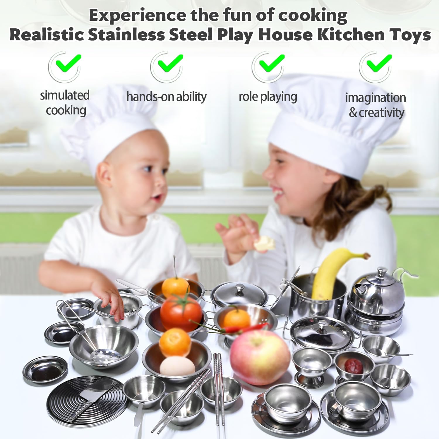 KEJIH kids cookware utensils promoting imaginative kitchen role play