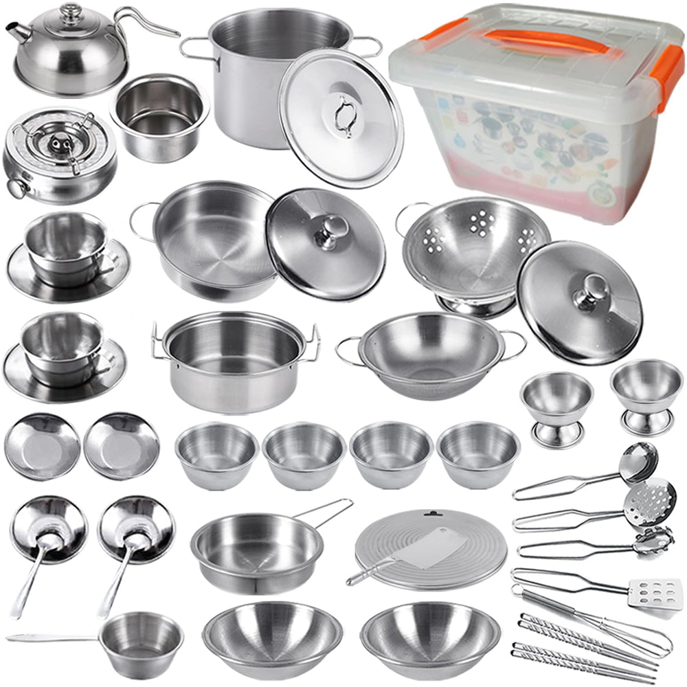 KEJIH mini kitchen pots and pans set for pretend play