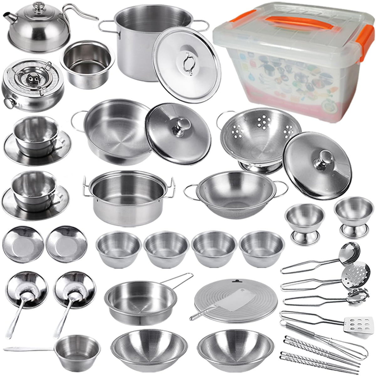 KEJIH mini kitchen pots and pans set for pretend play