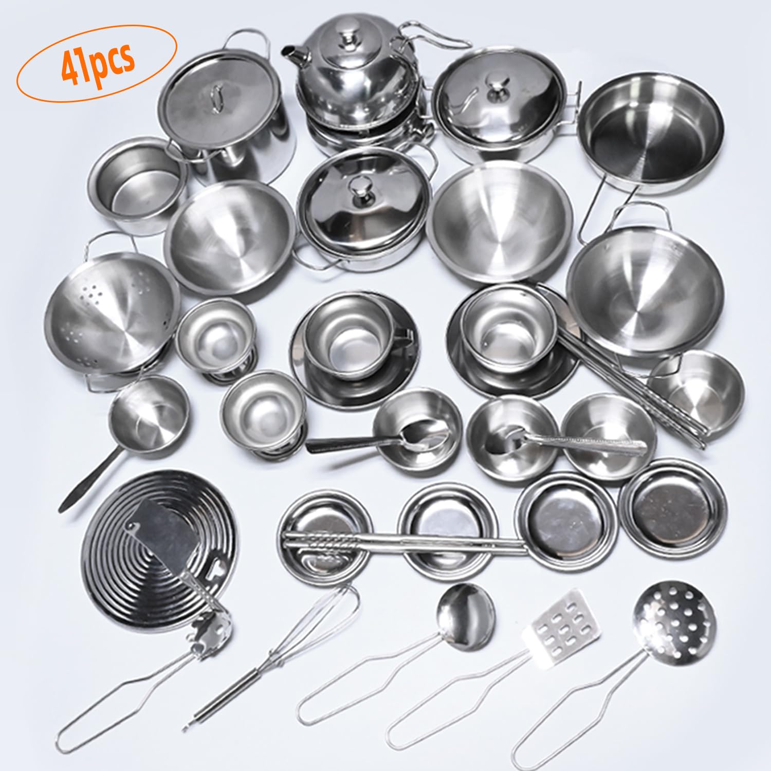 KEJIH stainless steel cookware close-up for durable pretend cooking