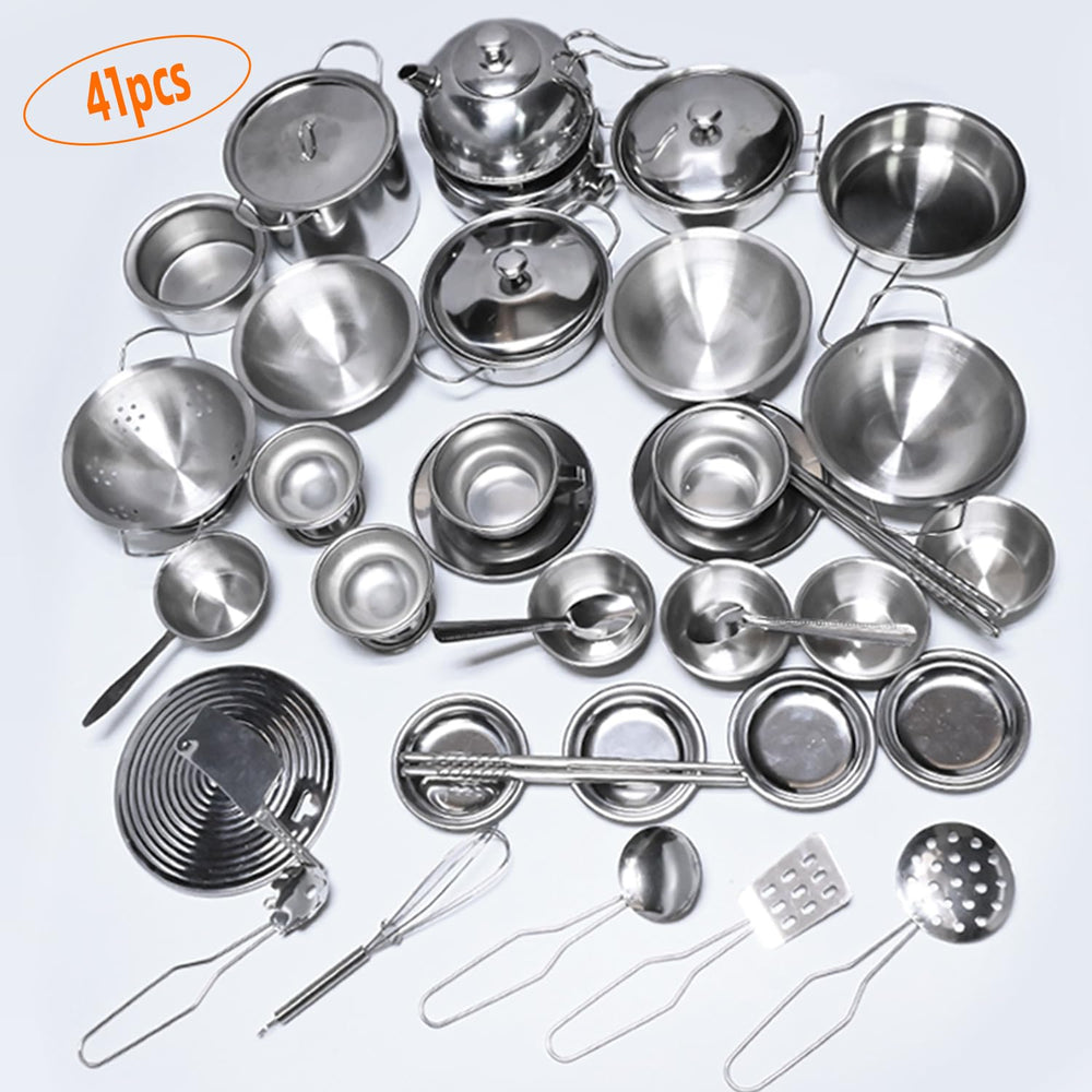 KEJIH stainless steel cookware close-up for durable pretend cooking