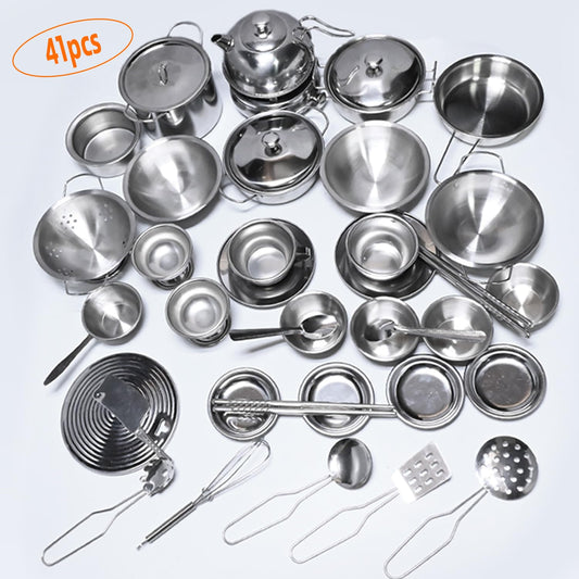 KEJIH stainless steel cookware close-up for durable pretend cooking
